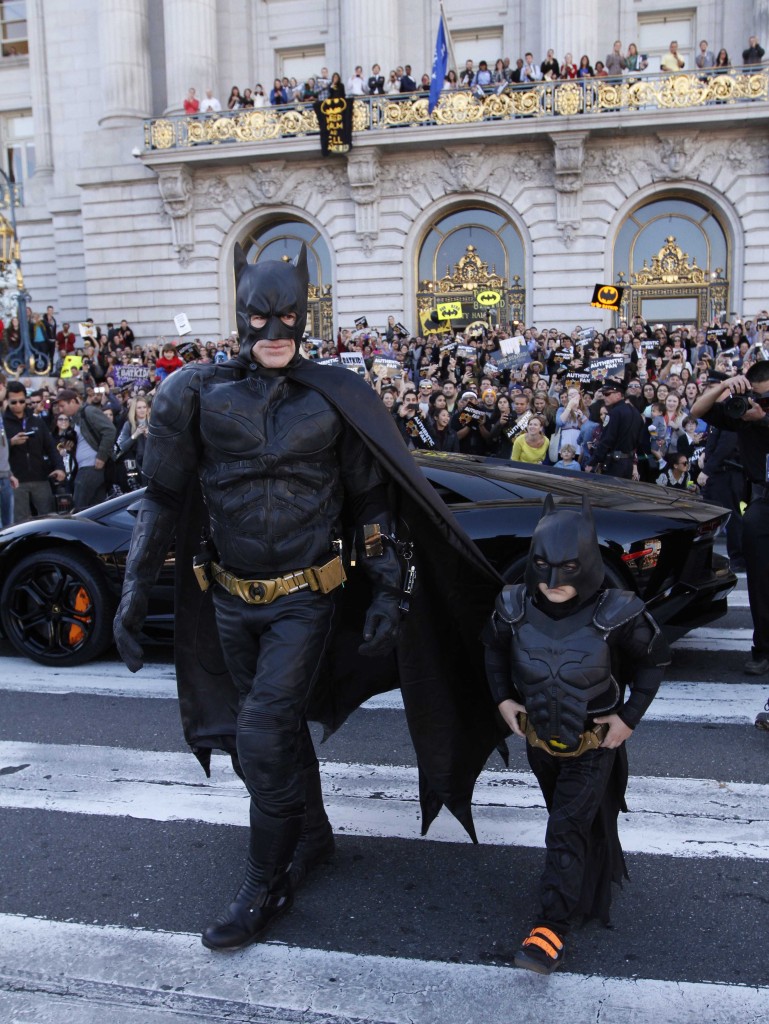 Five-years-old Miles, from Tule Lake, Calif., is dressed in a Batman costume in San Francisco, Friday, November 14, 2014. Miles, who wants to be a Batman, will embark on a series of crime-solving adventures when San Francisco is converted into “Gotham City” as part of a Make-A-Wish Foundation event. He is in a fight on his own in his battle against leukemia since he was a year old. He is now in remission. (Photo: Make-A-Wish Foundation/PaulSakuma.com)