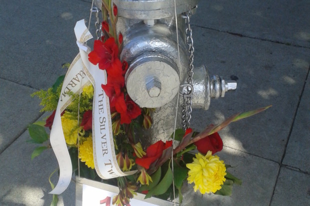 Silver Twin Fire Hydrants Painted To Honor Contributions In 1906 Earthquake And Fire