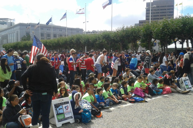 Large Crowds for US Soccer Screening at Civic Center Plaza