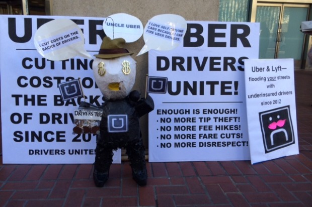UberX Drivers Rally For Fair Pay Outside Uber Headquarters